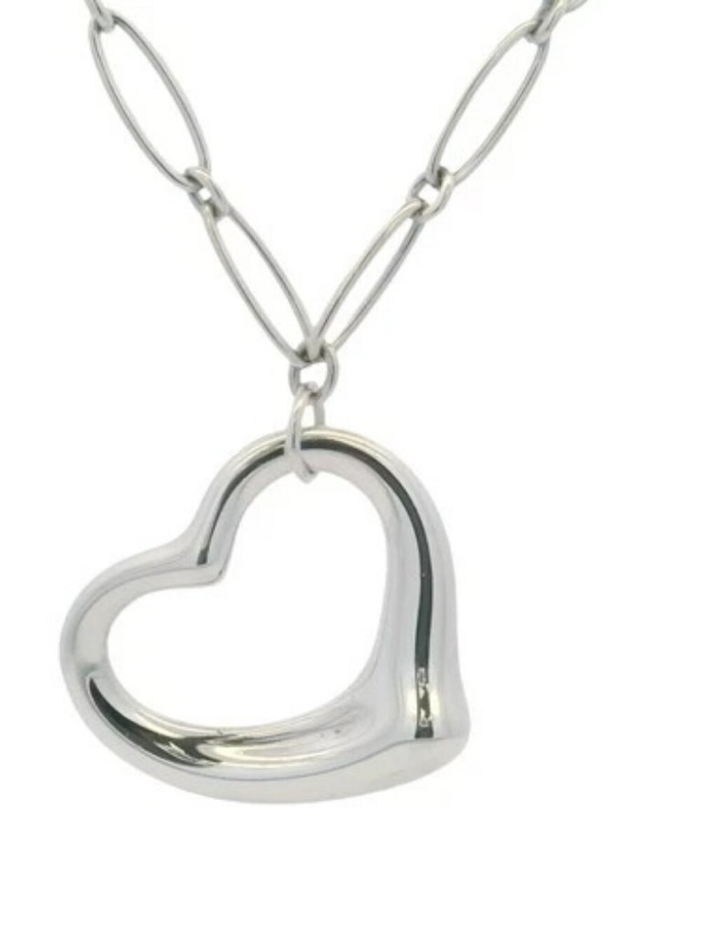 Vintage Tiffany & Co Elsa Peretti Large Open Heart Oval Chain 17" Necklace